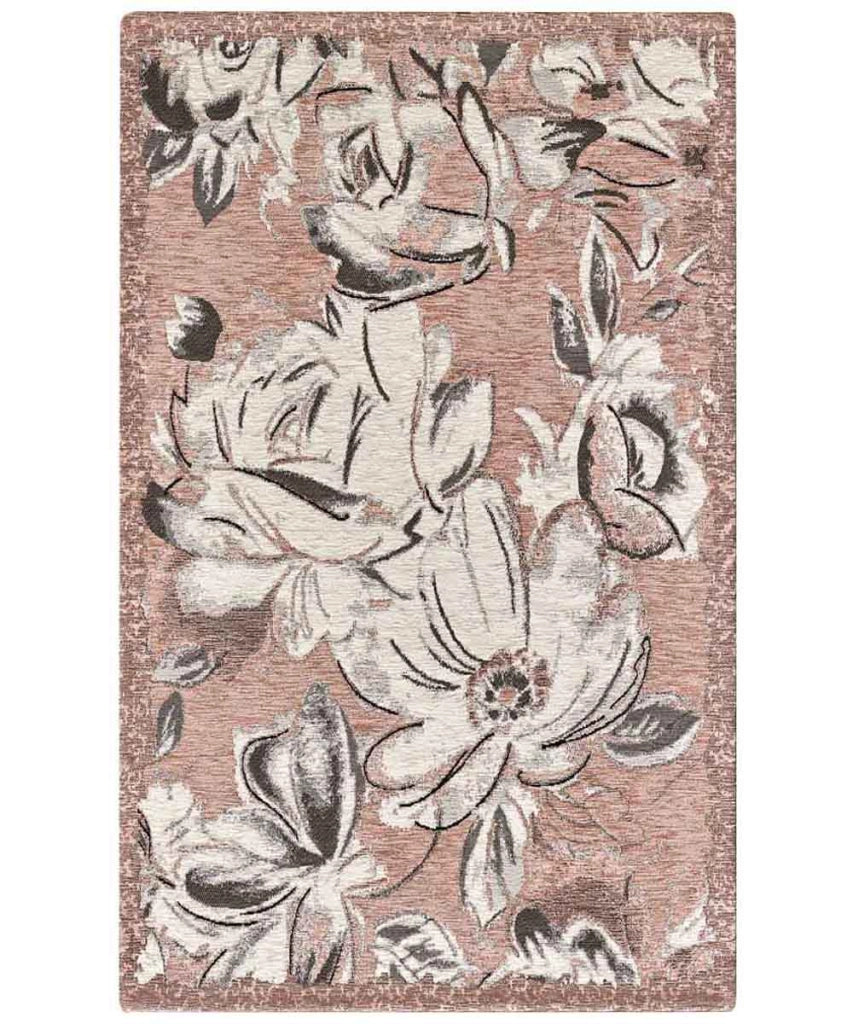 Tappeto moderno floreale ASTER ROSA in ciniglia multiuso lavabile antiscivolo cm.140x200