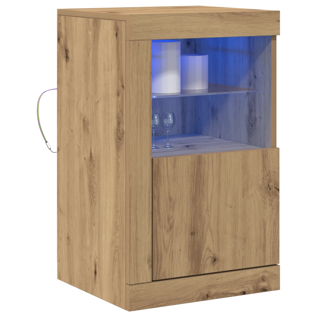 Sideboard  con luci LED in rovere artigianale 41x37x67 cm