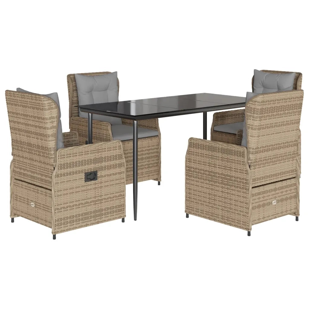 vidaXL Set da Pranzo da Giardino 5 pz con Cuscini Beige in Polyrattan
