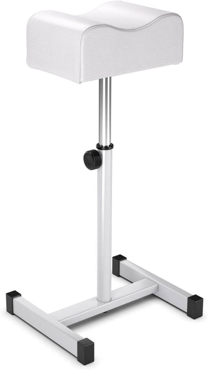 Poggiapiedi Pedicure Manicure, Sgabello Pedicure Estetista Regolabile in Altezza, Poggia Piedi per Pedicure con Cuscino Spesso (Bianco)