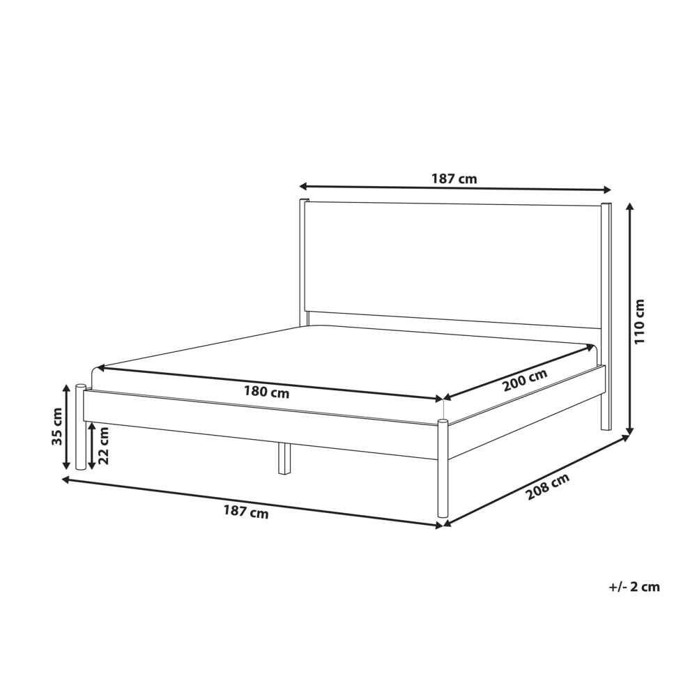 Letto minimalista con rete a doghe e testiera imbottita in legno di pino marrone chiaro 180 x 200 cm con base a doghe