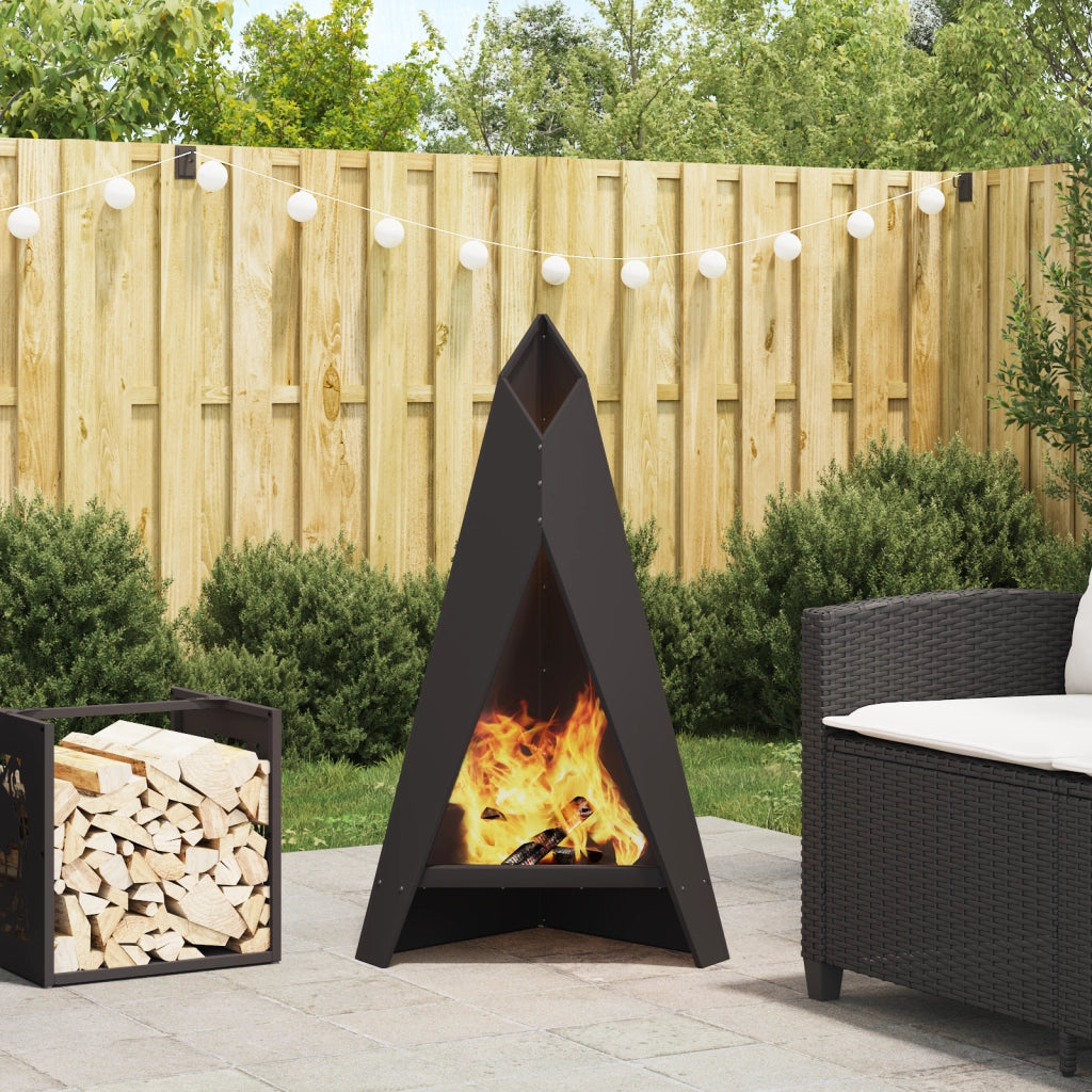 Focolare Piramidale 58x36x100 cm in Acciaio Resistente alle Intemperie