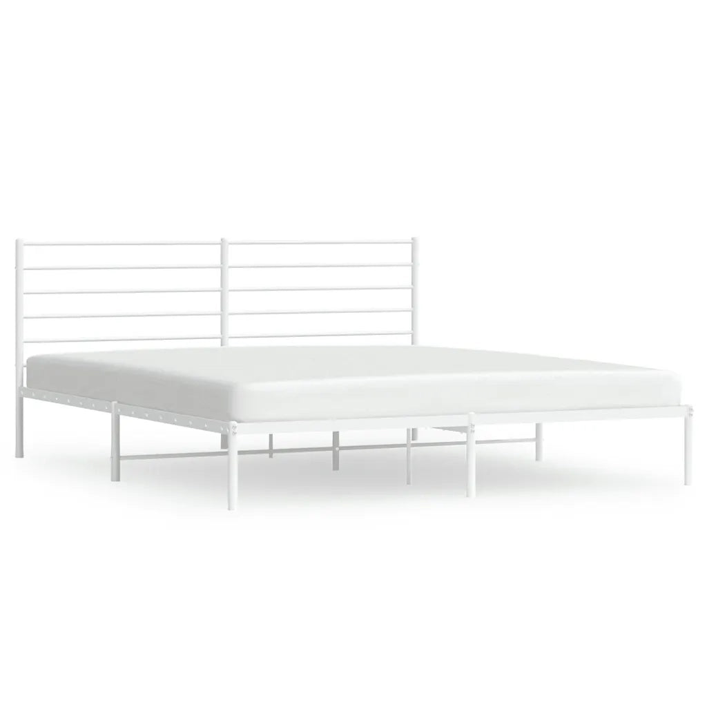 Giroletto con Testiera-Struttura Letto con testiera Metallo Bianco 200x200 cm 423022