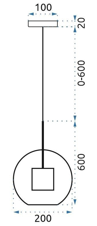 Lampada Pensile Di Vetro Oro Loft APP554-1CP 20cm