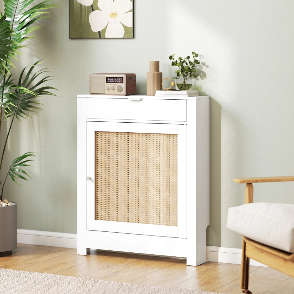 Cubre Radiatori con Porta e Rattan ¨C Minimal ¨C Bianco