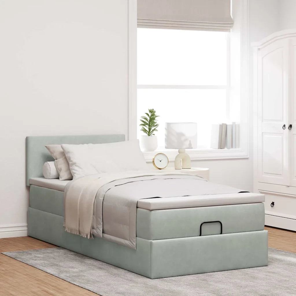 Struttura Letto Pouf con Materasso 100x200 cm Velluto