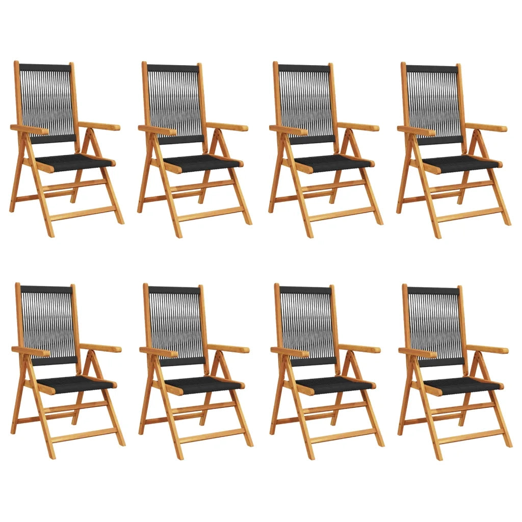 Sedie da Giardino Reclinabili 8pz Nere Legno Massello di Acacia 3214531