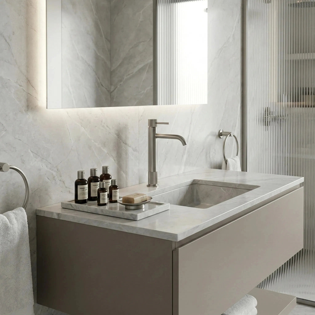 Rubinetto Da Bagno Rea Lungo Stripe Brush Nickel