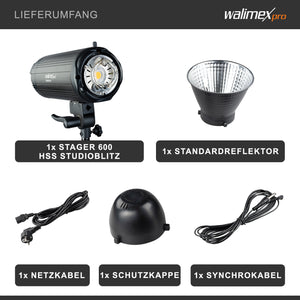 Stager 600 HSS flash fotografico da studio, luce LED da 600 W per foto e video, con ricevitore a 2,4 GHz, breve tempo di spegnimento del flash, ideale per studi fotografici