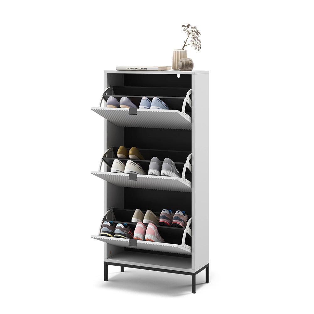 Vicco Scarpiera da ingresso Bianco 60 x 130 cm con 3 cassetti pieghevoli