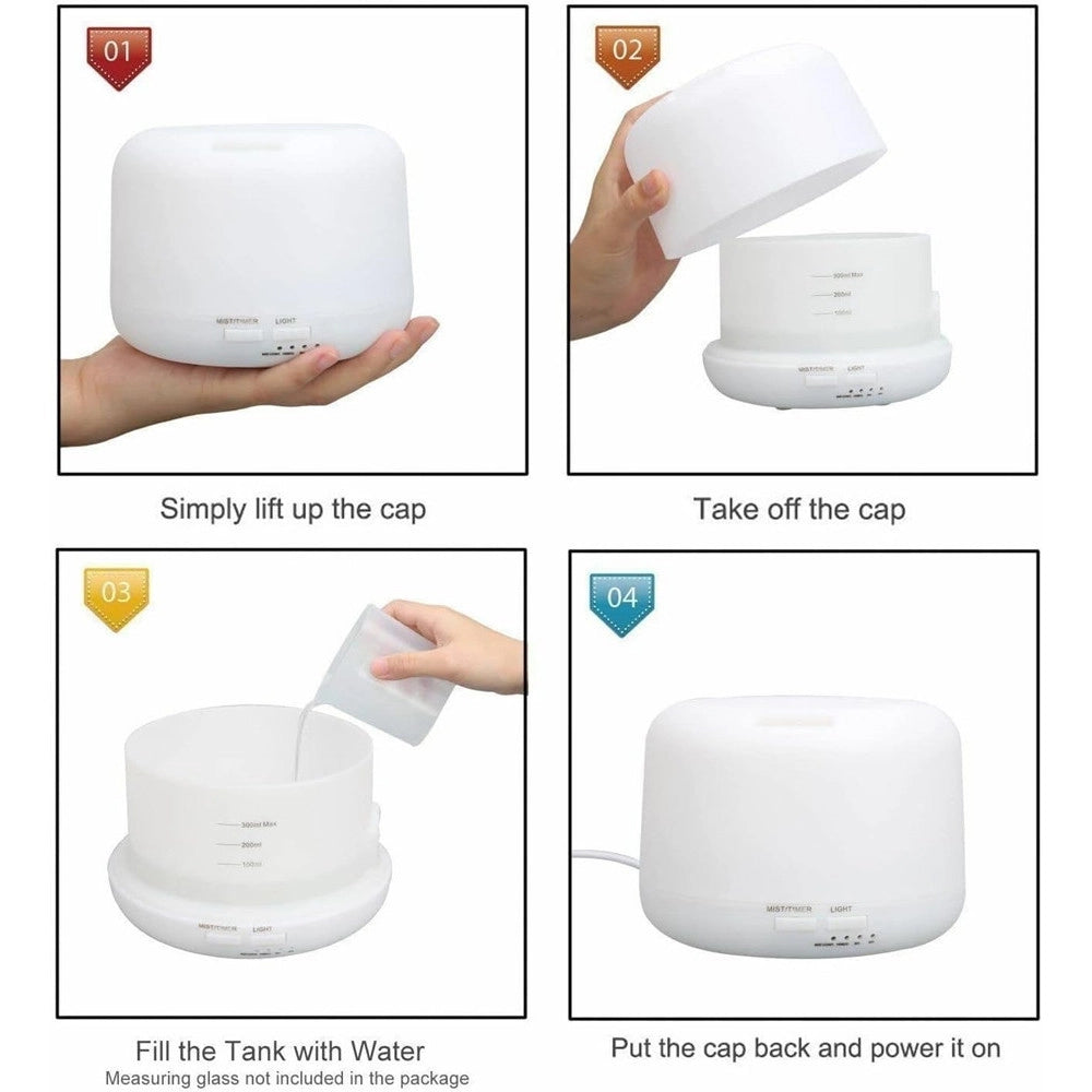 Trade Shop - Diffusore Aromi 300ml Umidificatore Lampada Fragranza Con Telecomando Profumatore -