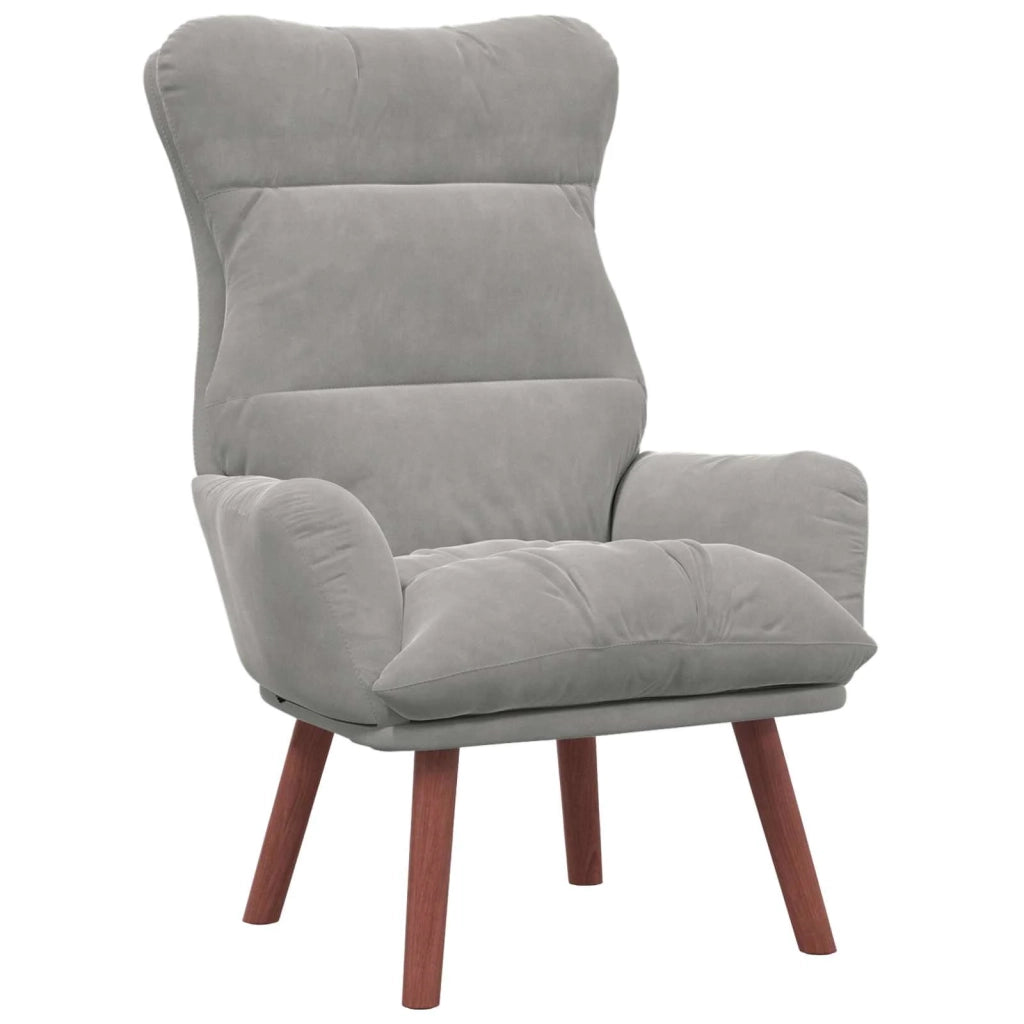 Poltrona | Sedia Relax Grigio chiaro 69 x 74 x 93 cm Velluto