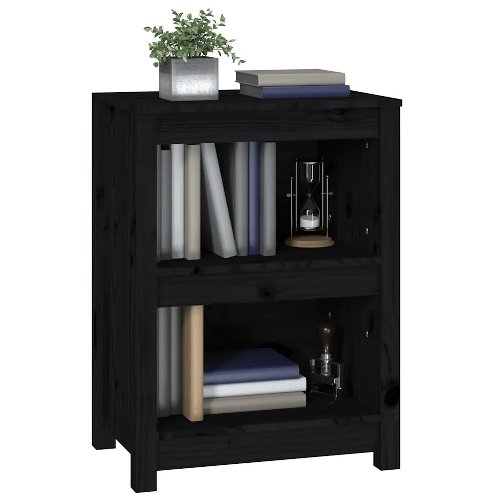 Libreria Nera 50x35x68 cm in Legno Massello di Pino 821703