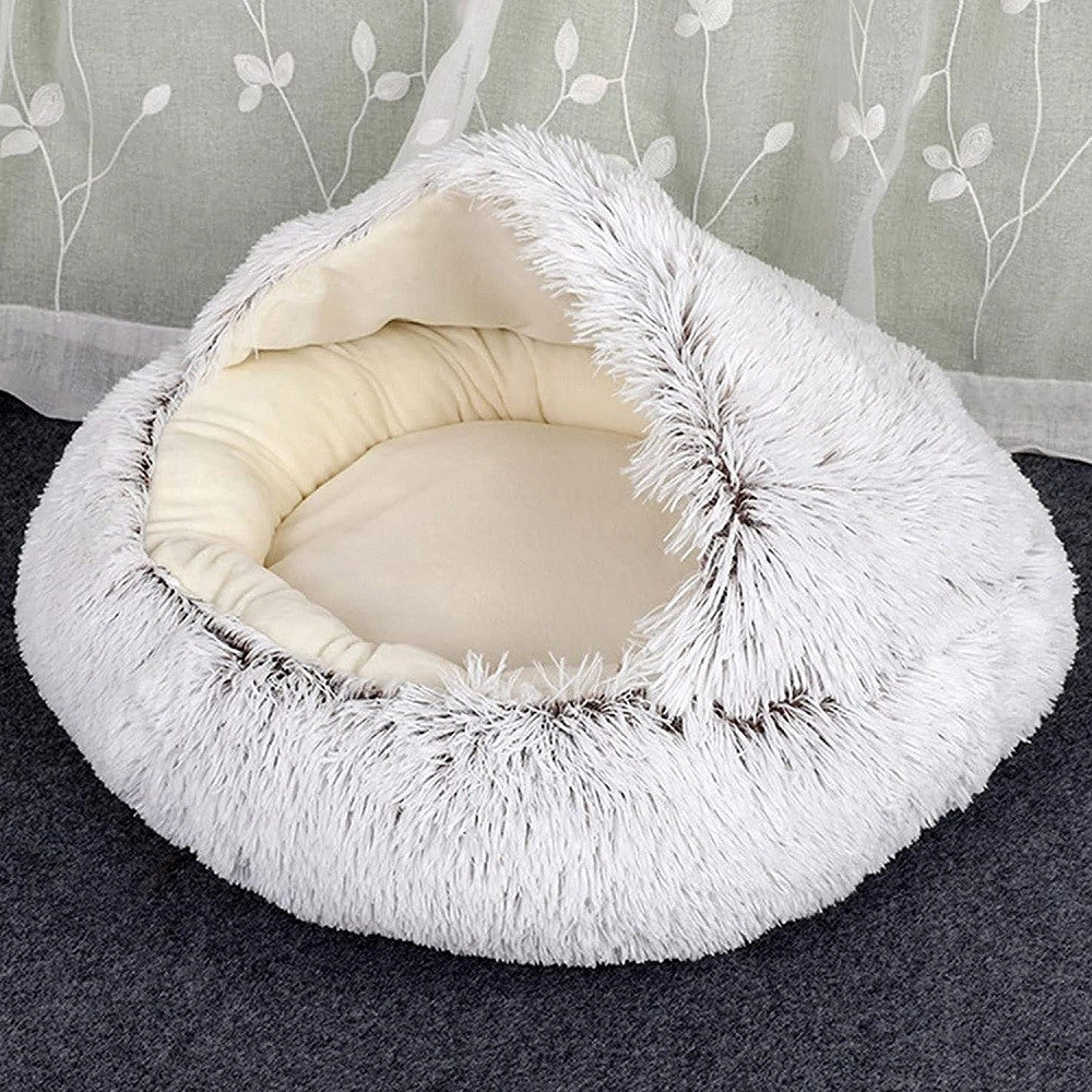 Trade Shop - Sacco A Pelo Semi Chiuso Pelliccia Sintetica Morbido Per Gatti Cani Marrone 65cm -