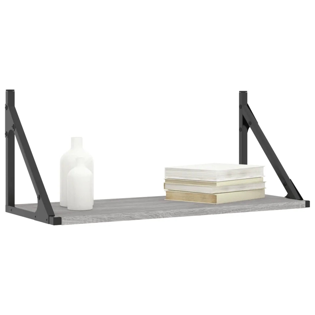 Mensole Parete 2pz Grigio Sonoma 60x25x25,5cm Legno Multistrato 836336