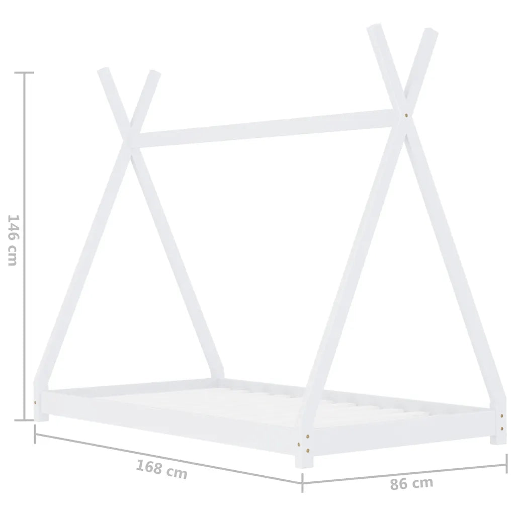 Giroletto per Bambini-Struttura Letto Bambini Bianco in Massello di Pino 80x160 cm 440958