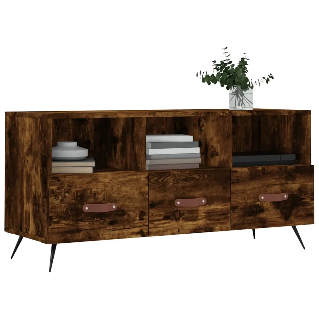 Mobile Porta TV Rovere Fumo 102x36x50 cm in Legno Multistrato 829009