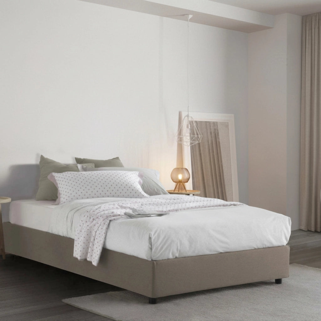 Abici, Letto Piazza e Mezza Materasso Incluso Made in Italy, Grigio Tortora
