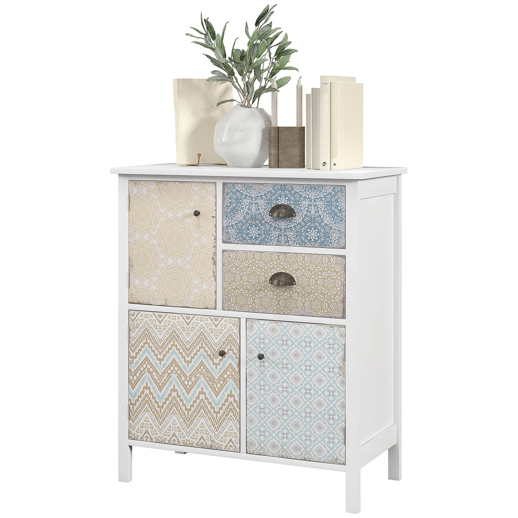 Cassettiera 2 cassetti 3 ante ¨C zephmum ¨C bianco 68x34x80cm
