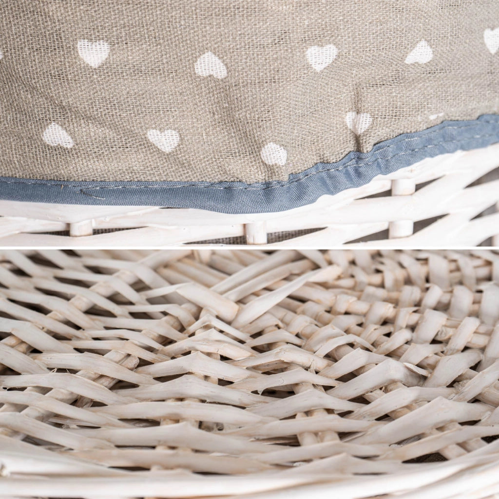 Set 3/5 Pezzi Ceste Portabiancheria in Vimini con Coperchio e Fodera Interna in Tessuto, Contenitori Multiuso per Bucato, Bagno, Lavanderia e Camera da Letto, Design Shabby Chic   3 Ceste QuincyTipo2
