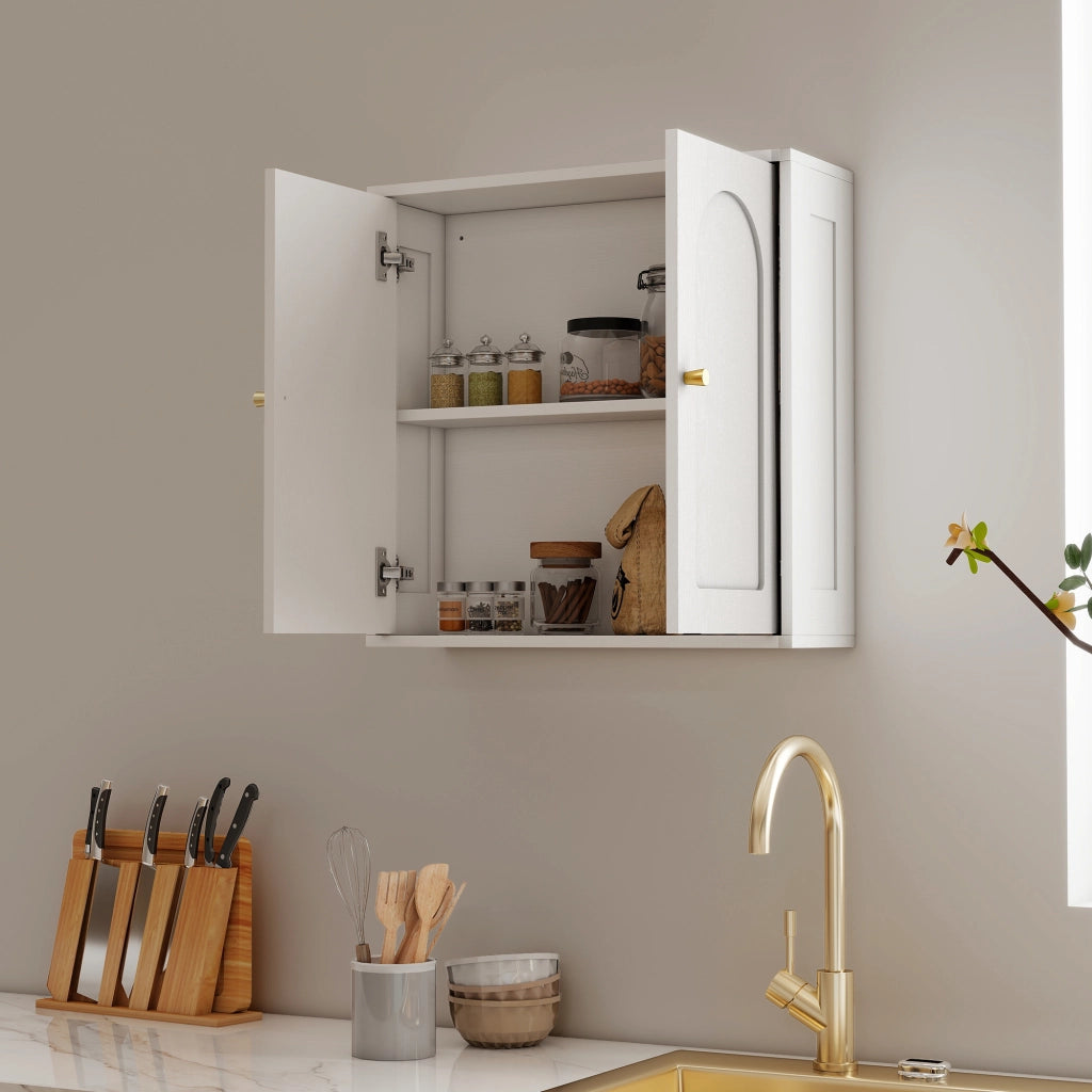 Armadio a muro bagno ¨C zephmum ¨C bianco dorato 60x20x60 cm