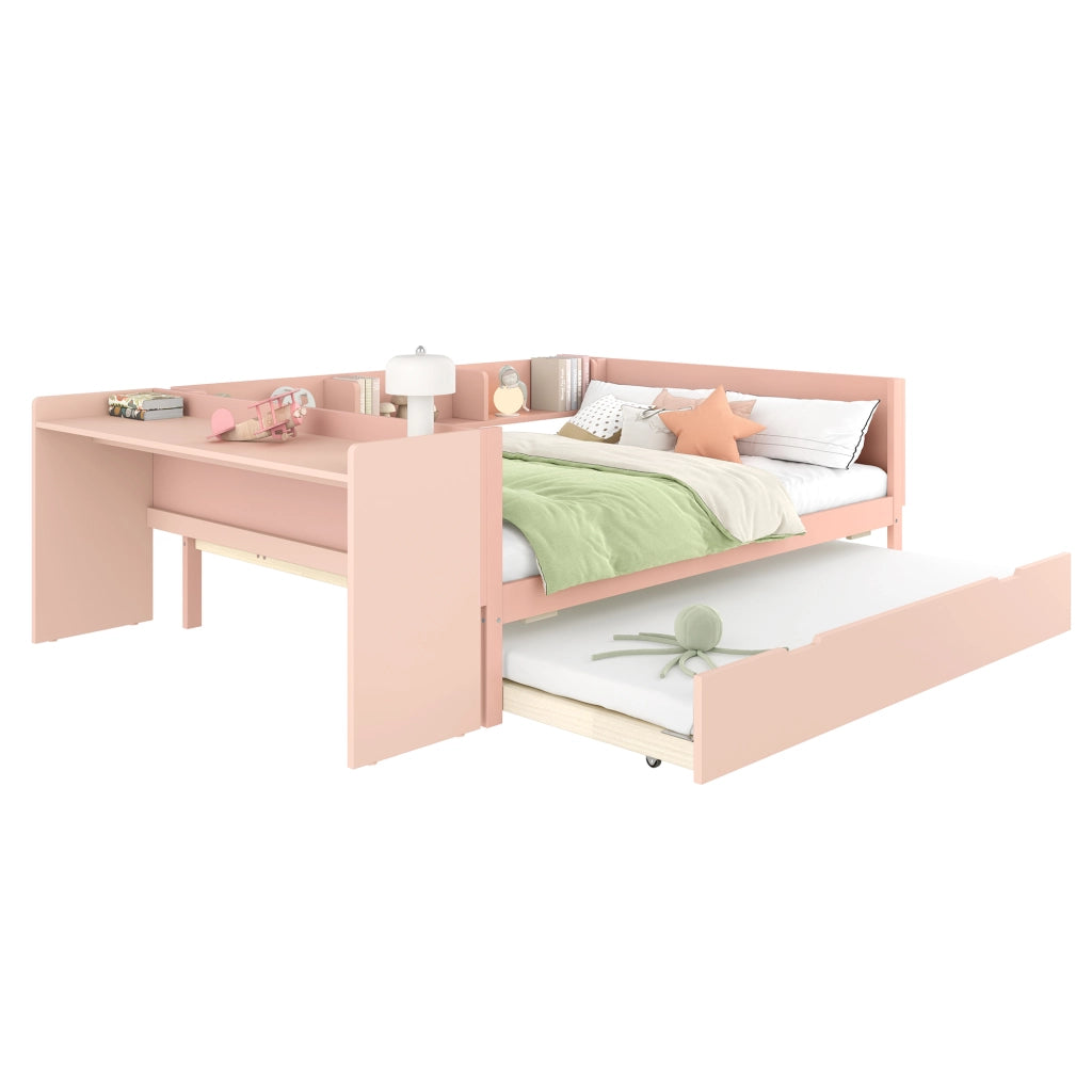 Letto Contenitore Matrimoniale Imbottito 140x200 cm con Testiera Contenitore; Rosa