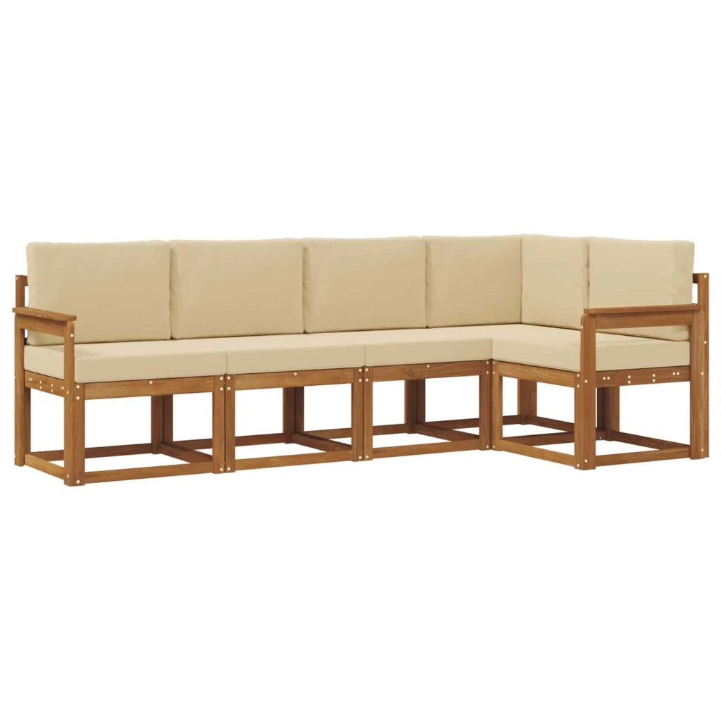 Set di divani da esterno con cuscino 5 pcs Naturale e Beige