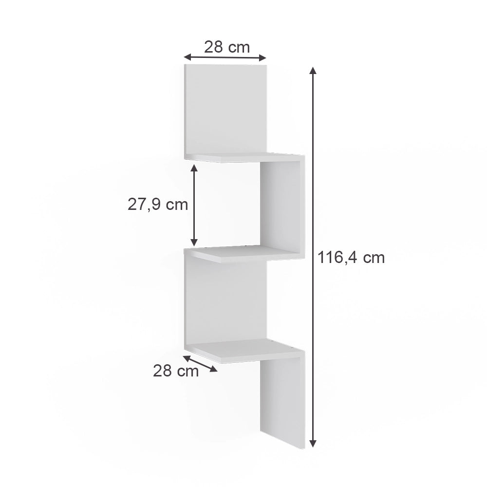 Scaffale ad angolo Paolo Bianco 28 x 116.4 cm Set di 2 Vicco
