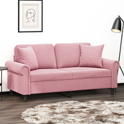 Divano a 2 Posti con Cuscini-Sofa 2 Posti con Cuscini Rosa 140 cm in Velluto 259718