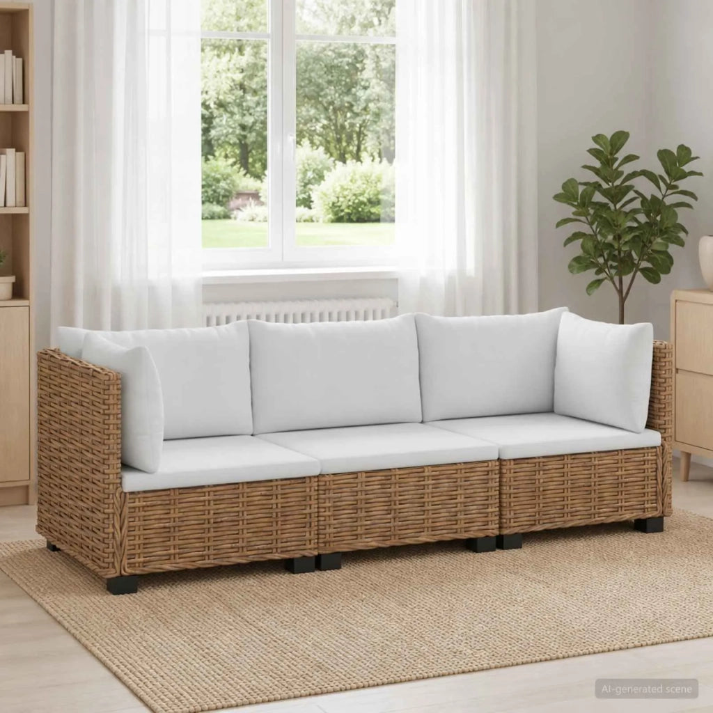 3 pz Set Lounge in Rattan con Cuscini GENDT Rattan naturale 3429858