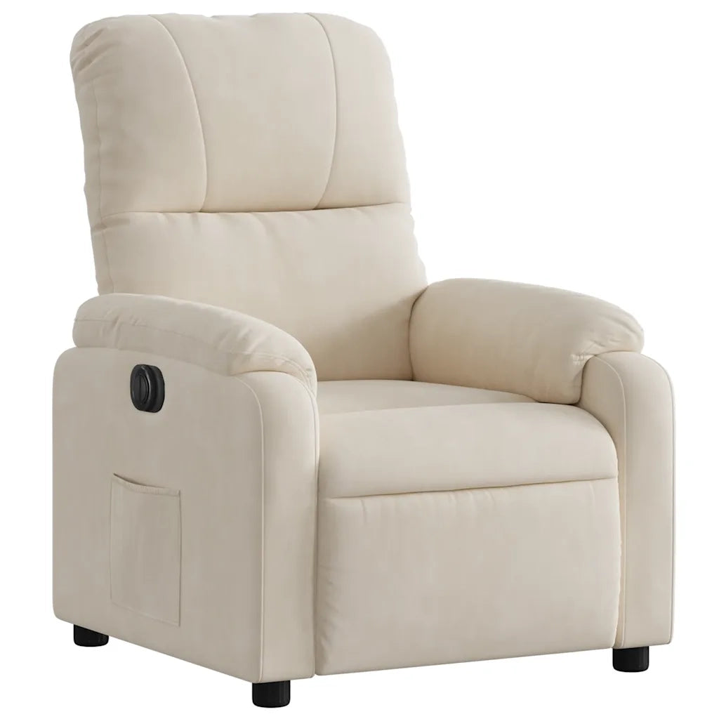 Divano Sedia-Poltrona Reclinabile Elettrica Beige in Tessuto di Microfibra 334021
