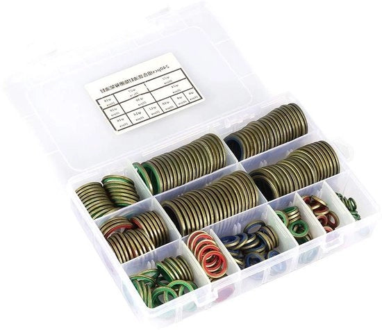 Set di guarnizioni di metallo-rubber per olio - diametri 6 8 10 12 14 16 18 20 22 24 27 30 mm - 240 pezzi per confezione