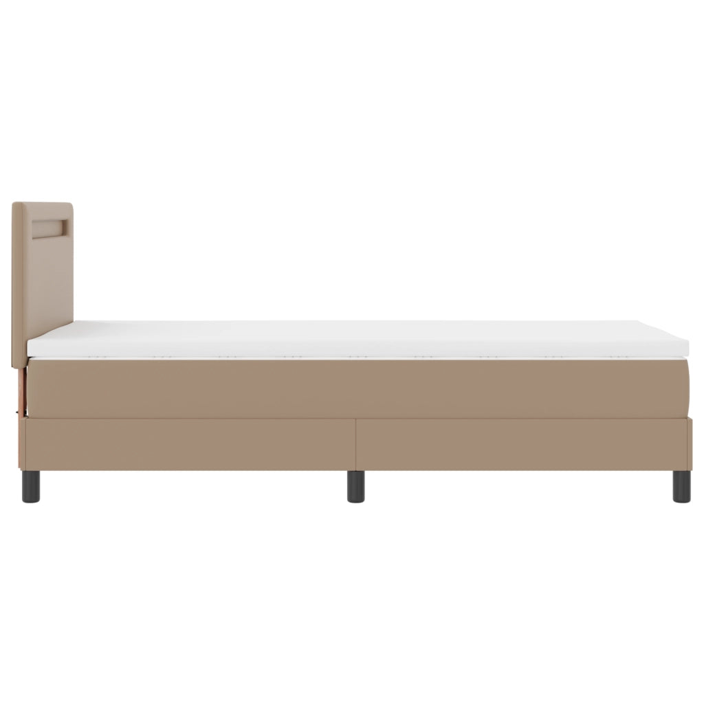 Letto a Molle Box  con Materasso Cappuccino 100x200 cm Pelle Sintetica