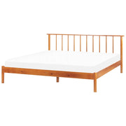 Letto in legno di pino chiaro 180 x 200 cm con testiera a doghe in stile rustico minimalista