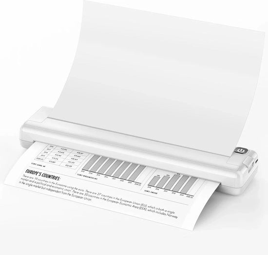 Stampante Bluetooth portatile - stampante a gettoni - stampante mini - per etichette e documenti A4 - stampa 100 pagine su una carica