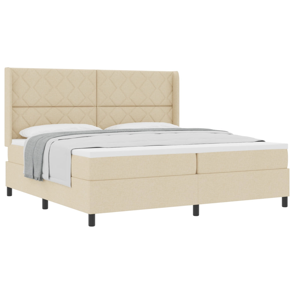 Letto a Molle Box con Materasso Panna 200x200 cm Tessuto