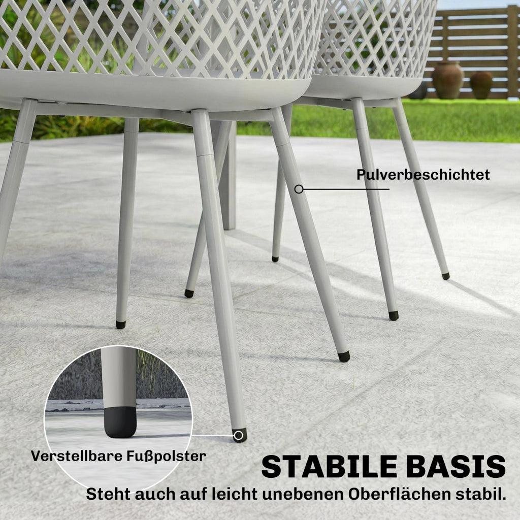 Set 4 Sedie da Giardino con Braccioli ¨C zephmum ¨C Grigio Polipropilene 56x51x84 cm
