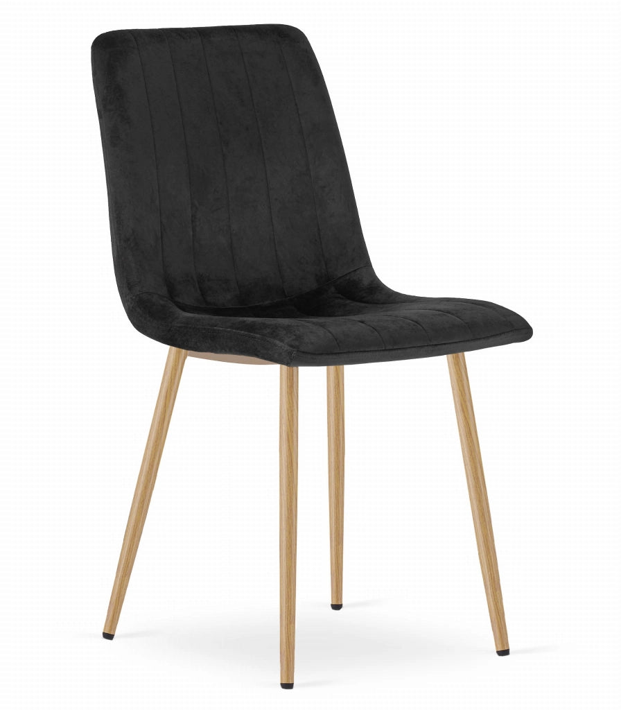 Sedie Valora JEWA - Sedili in velluto nero con gambe color legno x 2