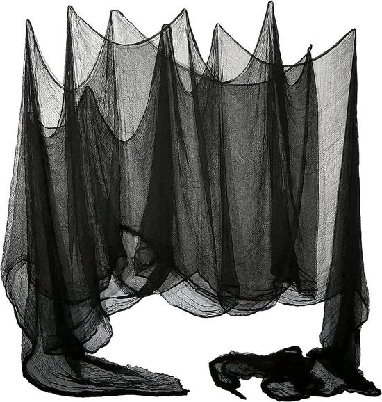 Decorazione di Halloween Tela Nera 2x5m Tela Spettrale Copertura di Porta Esterno Decorazione di Esterno (ferrosa)