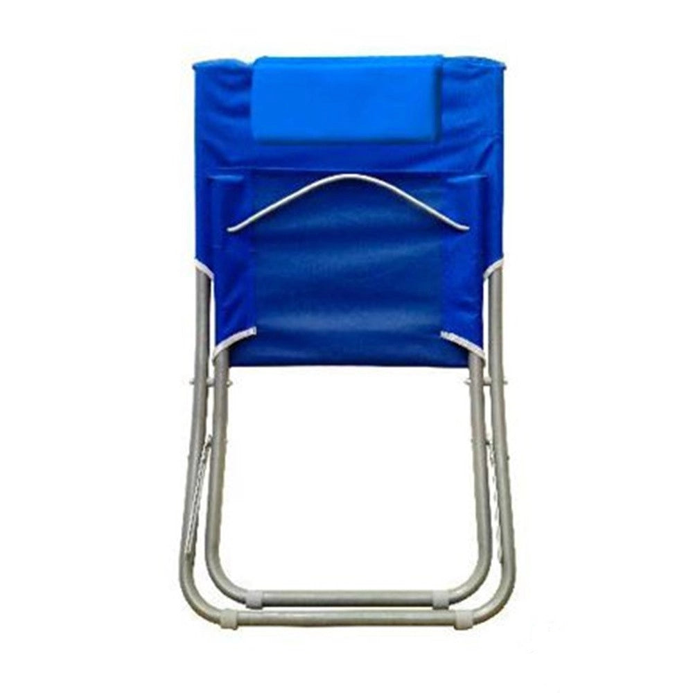 Trade Shop - Spiaggina Con Cuscino Per Testiera Blu Textilene 57x47x95cm Pieghevole Portatile 281032 -