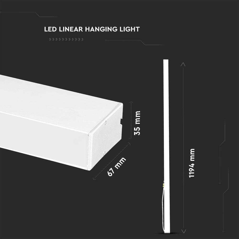 Lampada Lineare LED SAMSUNG CHIP a Sospensione 40W Bianco 6400K 1200x35x67mm – V-TAC – VT-7-40-W-N