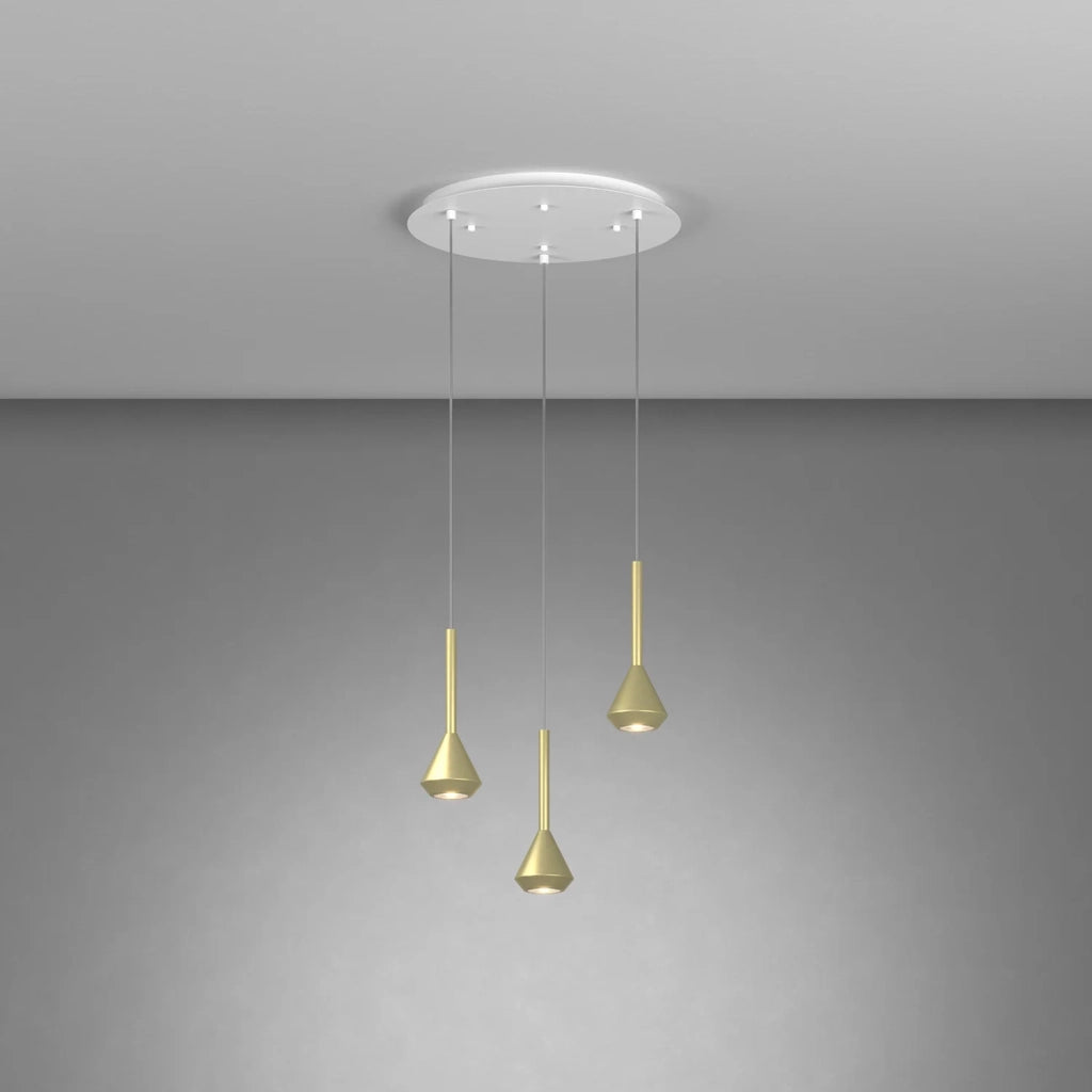 Lampadario Moderno Aygo Metallo Bianco E Ottone 3 Luci Gu10