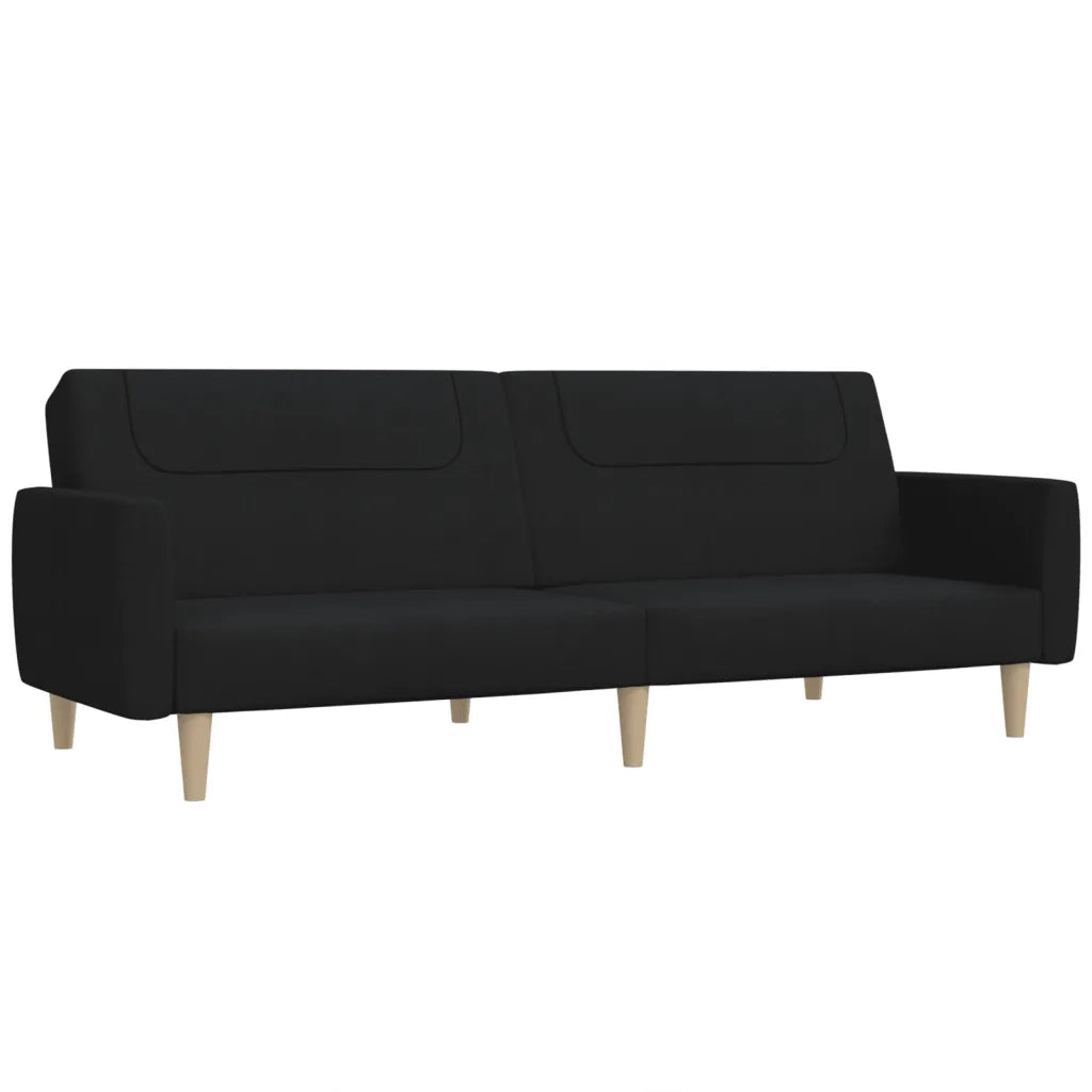 Divano Letto a 2 Posti Nero in Tessuto 375786