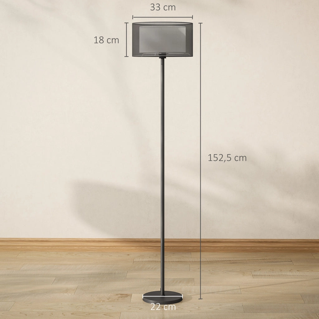 Lampada da terra ¨C zephmum ¨C paralume bicolore, interruttore a pedale, metallo, nero