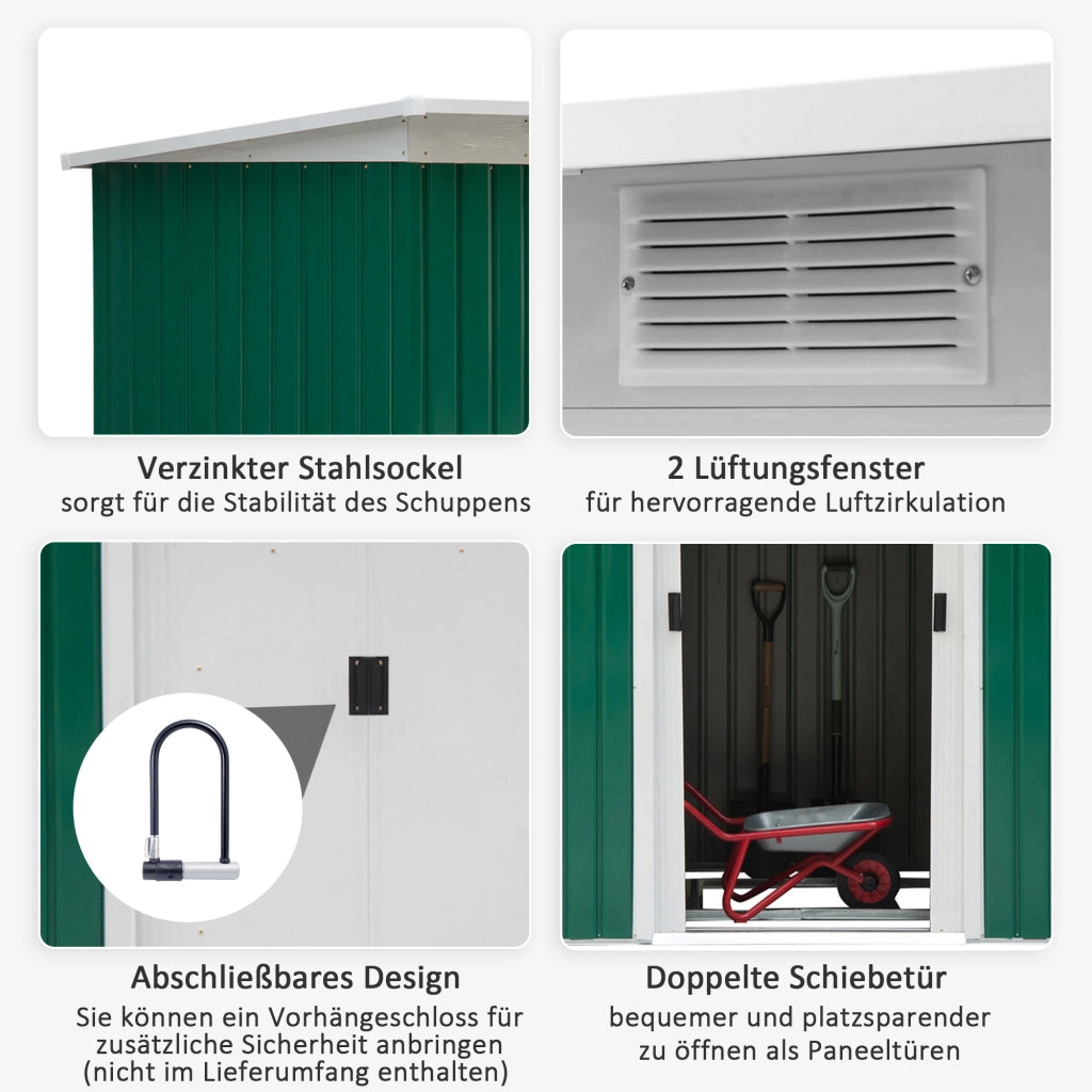 CASA DA GIARDINO 280 x 130 x 172 cm Acciaio Verde Scuro