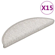 Tappeti Adesivi Scale Aspetto Sisal 15 pz 56x17x3 cm Platino