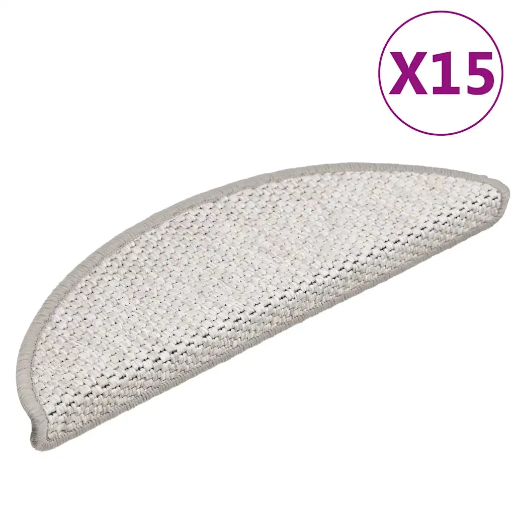 Tappeti Adesivi Scale Aspetto Sisal 15 pz 56x17x3 cm Platino