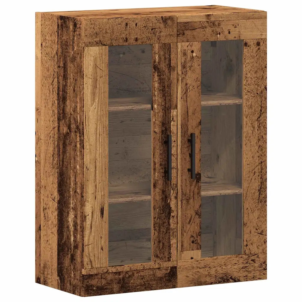 Credenza 2 pcs Legno vecchio Legno Stratificato e Vetro