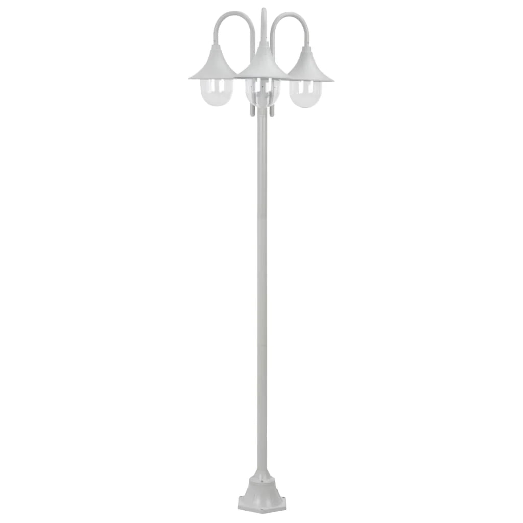 Lampada da terra da giardino E27 220 cm alluminio 3 lanterne bianco 02_0042540