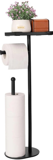 Houder per rotoli di carta igienica, grande piastra superiore per smartphone, adatto per 5 rotoli, houder per rotoli di carta igienica nera per la stanza da bagno